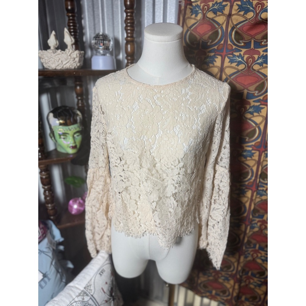 Lace‎ Blouse Top Womens Long Sleeve Elegant Party Sheer